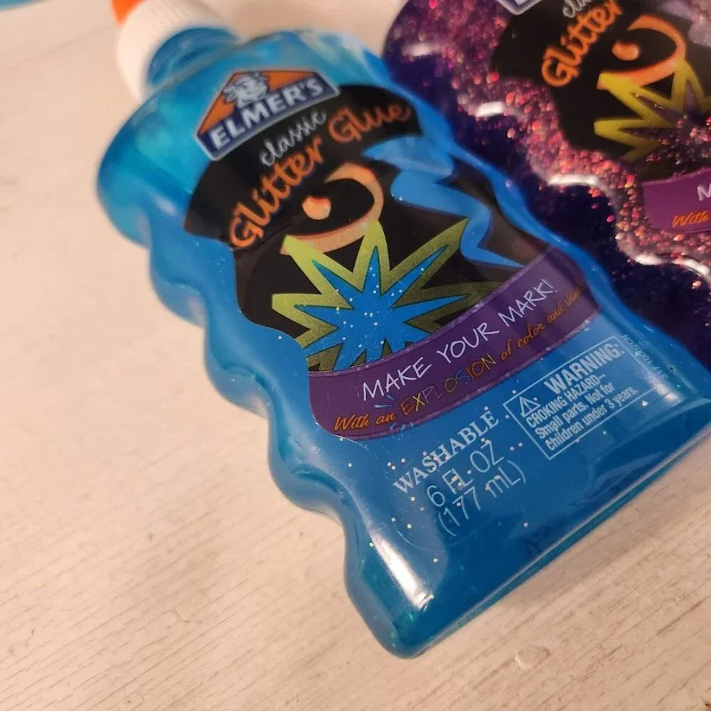 New 2x Elmer's Liquid Glitter Glue Blue Purple School supplies Slime arts crafts